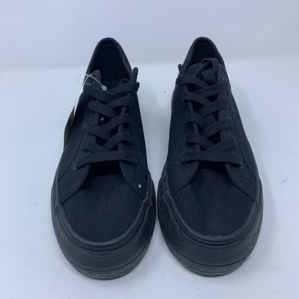 H&M Womens Shoe Size 10 Black Canvas Lace Up Sneakers NWT - Picture 2 of 10